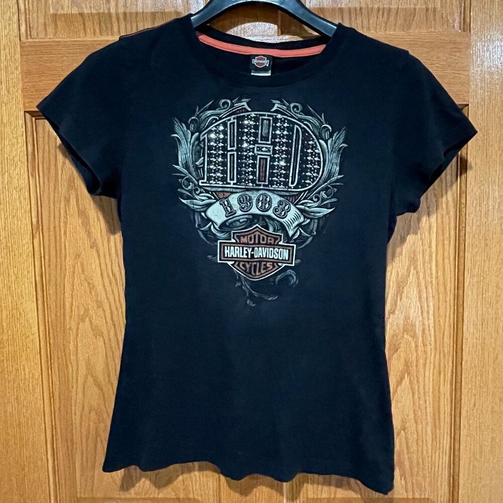 HARLEY-DAVIDSON Motorcylce Women's M Black Short Sleeve Fargo ND T-Shirt Shirt
